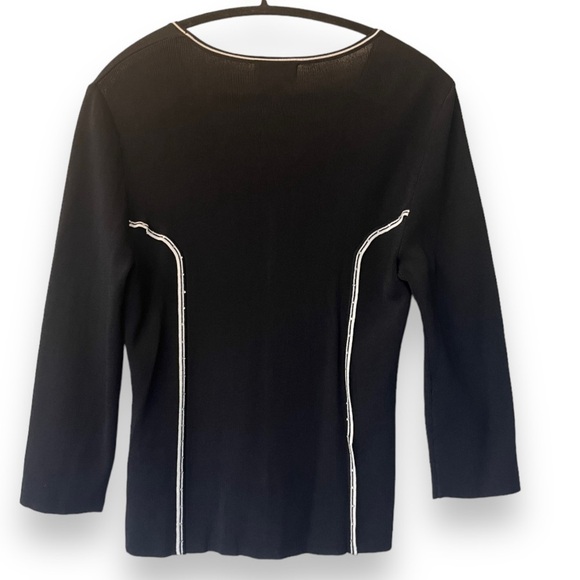 Finity Black/White rhinestone embellished button up V neck cardigan NWT - Picture 6 of 6